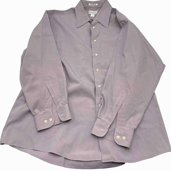 Van‎ Heusen Button Up Dress Shirt Mens 18 34/35 XXL Purple Long Sleeve Poplin - Picture 1 of 8